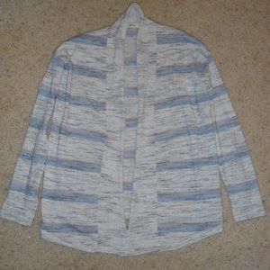 Peyton Primrose Cardigan Sweater Faded Stripes Blue White Black Small